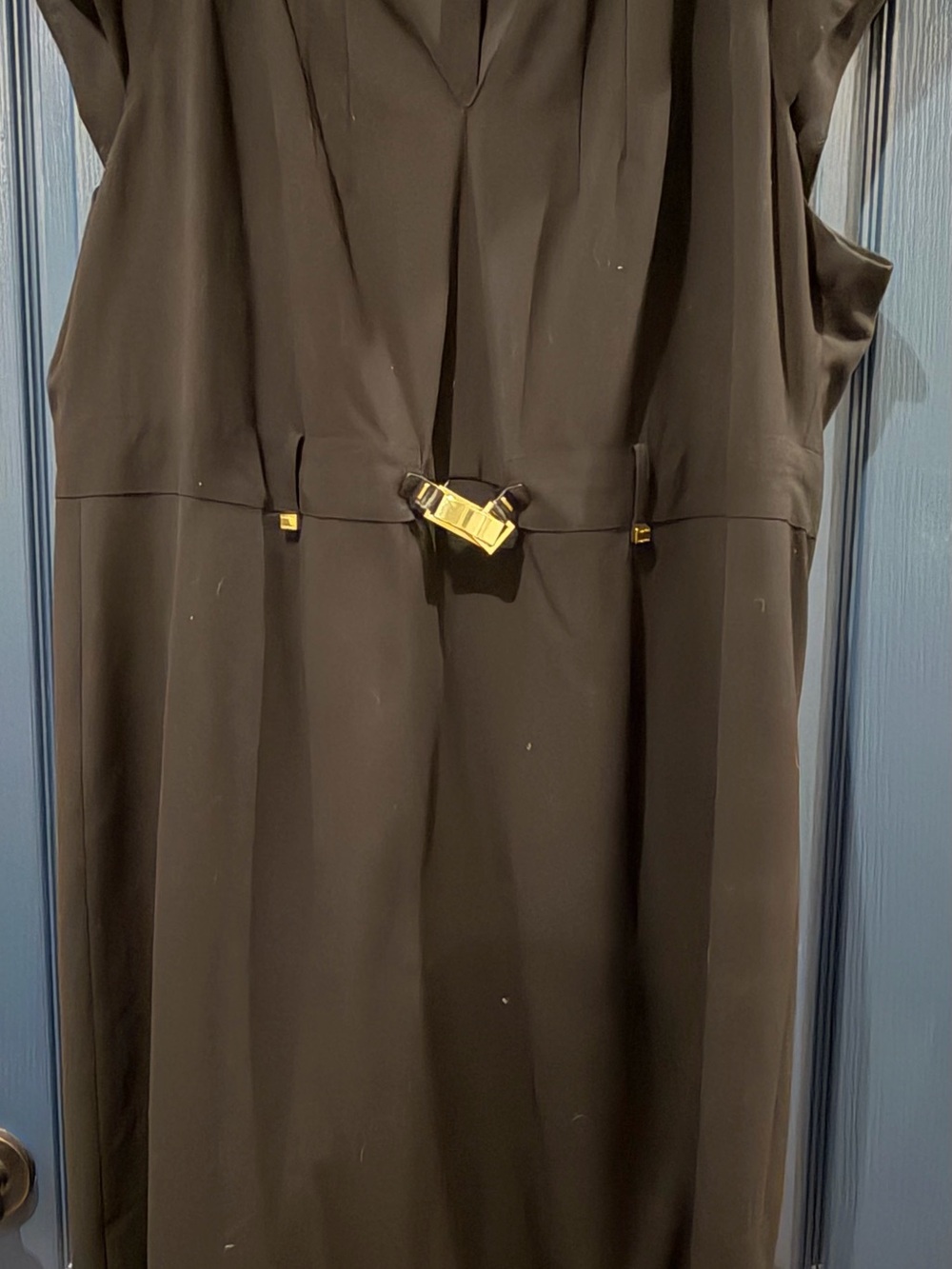 Calvin Klein Black Midi Dress with Gold Buckle
